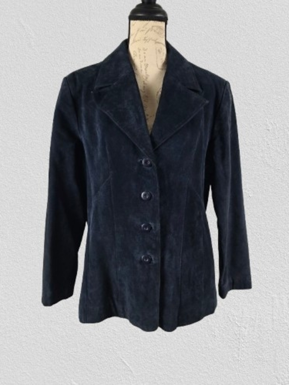 Wilson's Navy Suede Button-Front Jacket Women's XL
